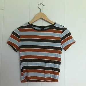 Orange Green and Blue Horizontal Striped Tee